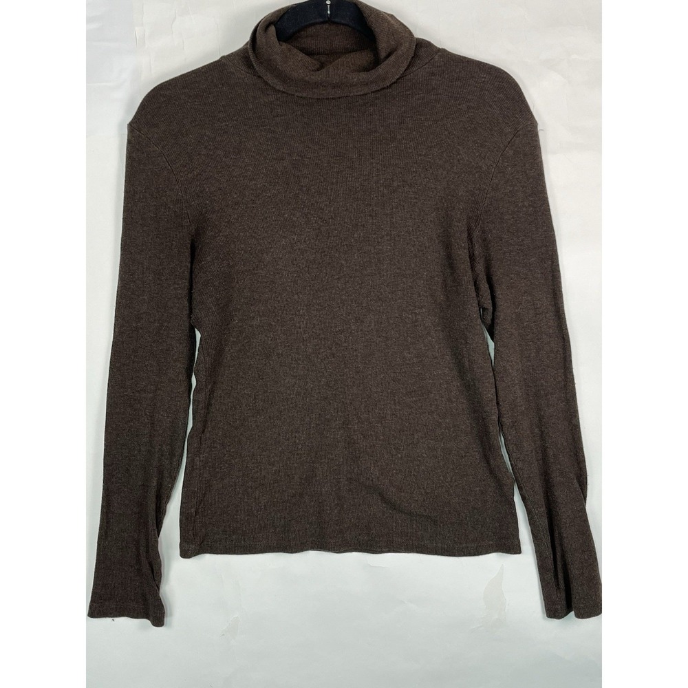 Madewell Womens‎ Turtleneck Long Sleeve Knitted Sweater Brown Size L Ribbed Knit
